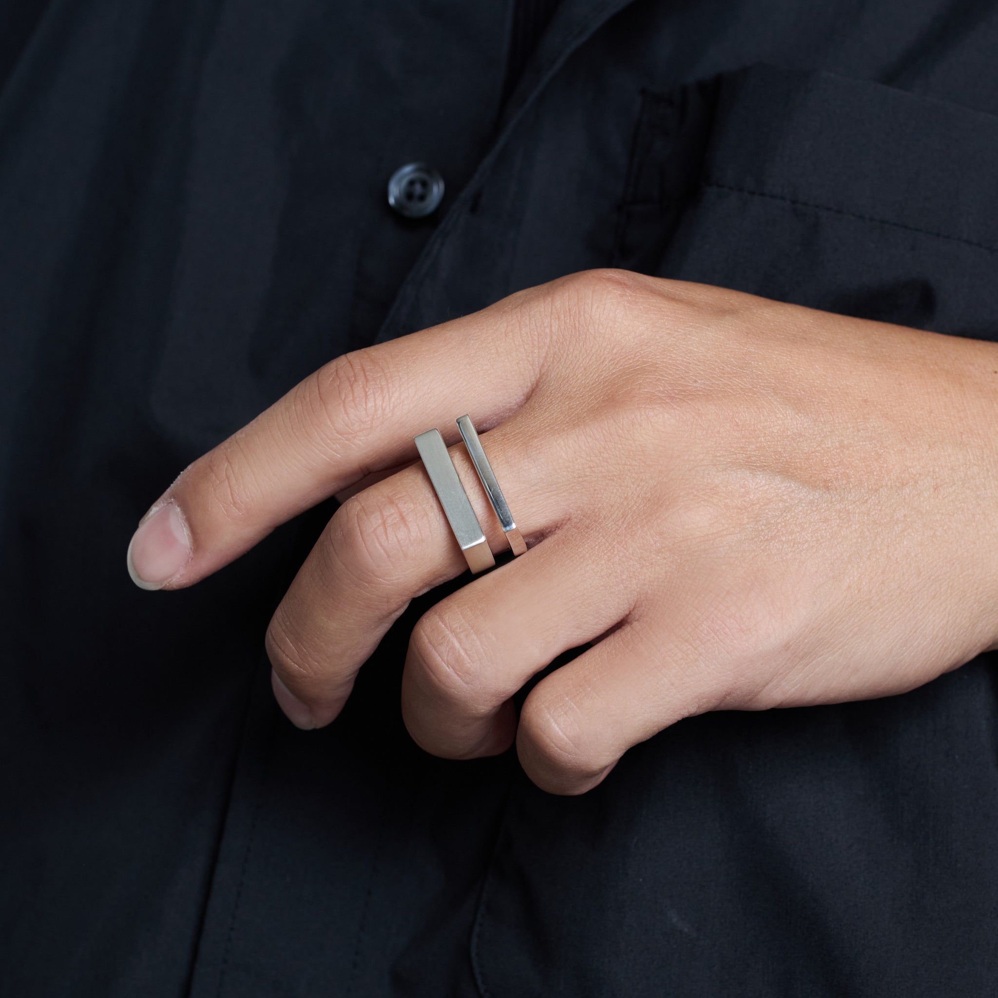 Different Width Ring with Hair Line – XOLO JEWELRY