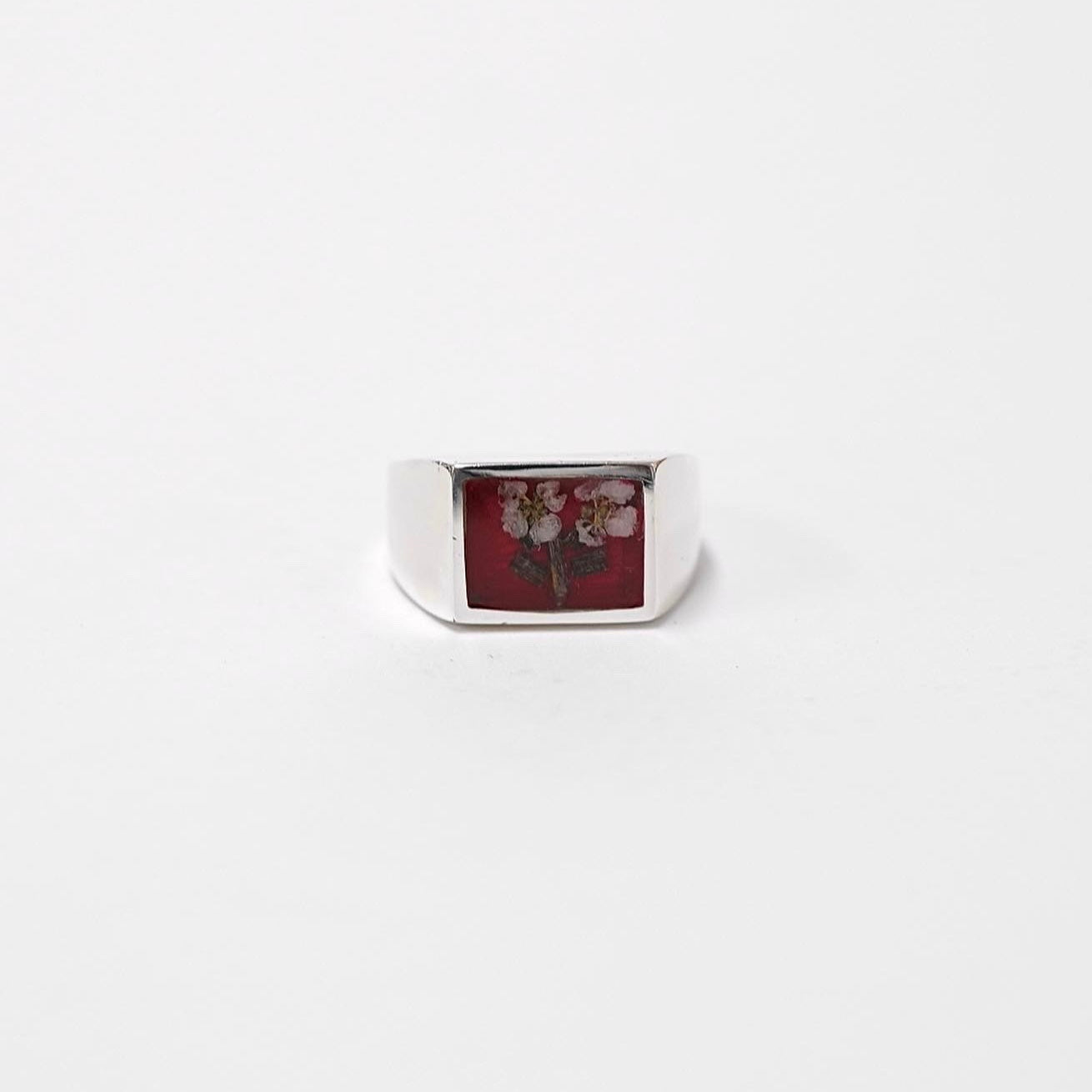 Signet Ring with Red Flower