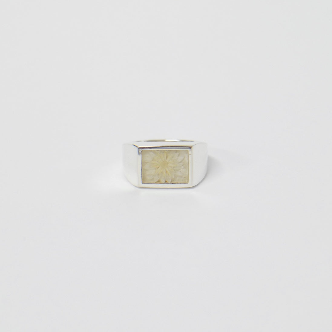 Signet Ring with White Flower