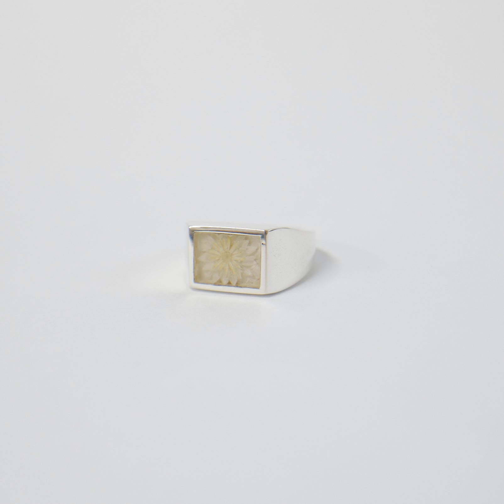 Signet Ring with White Flower