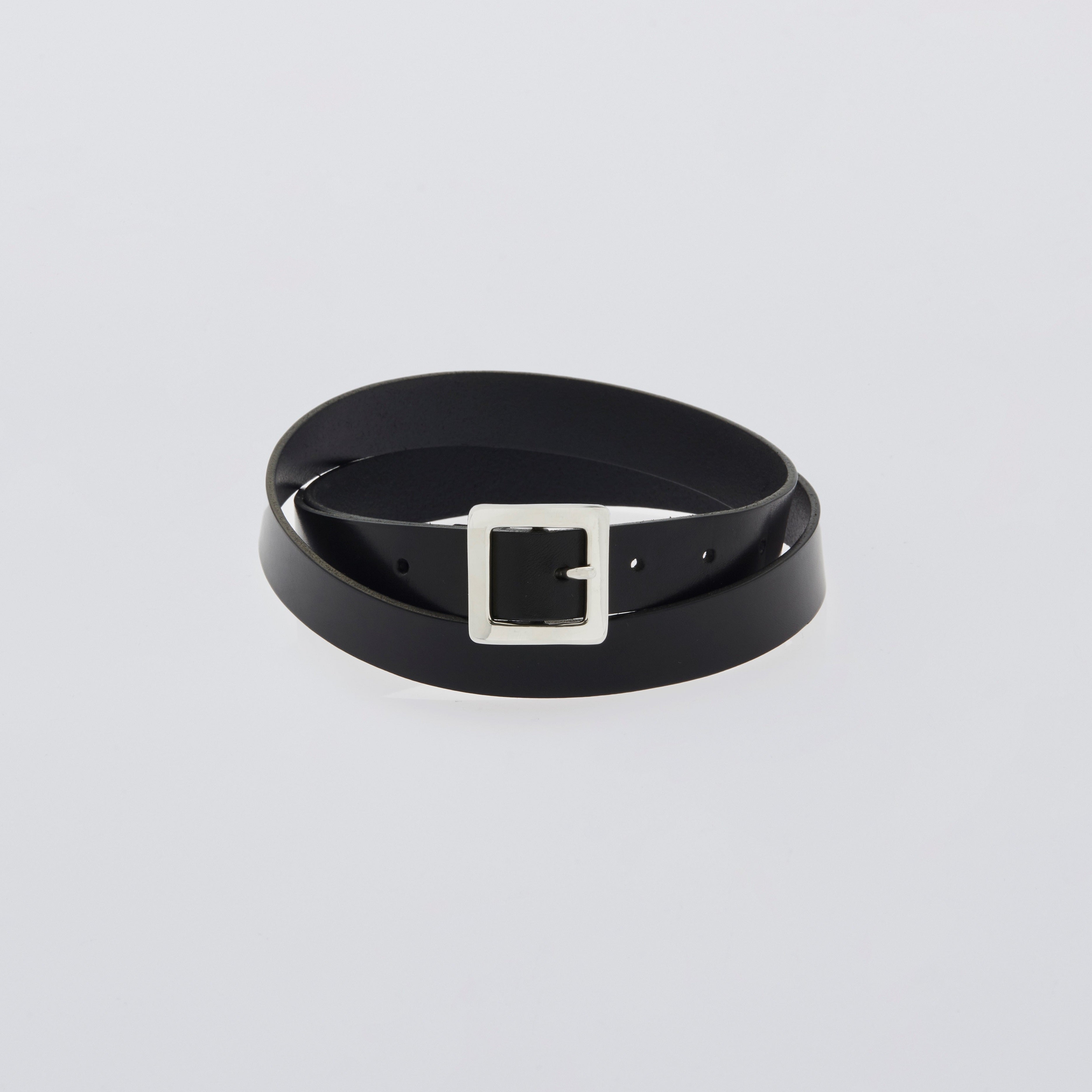 Belt : Square Buckle -Black Leather-