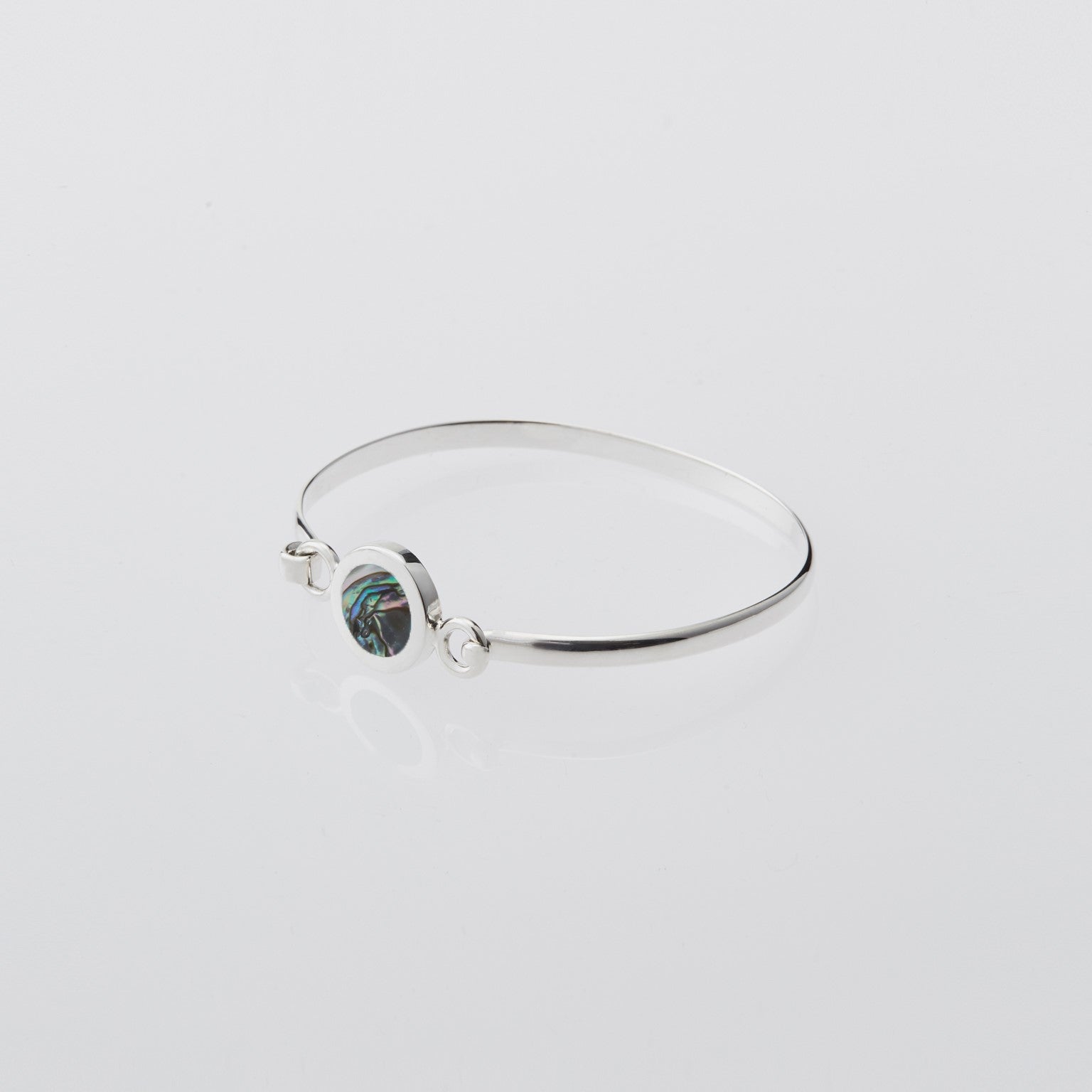 Round Open Bangle with Abalone