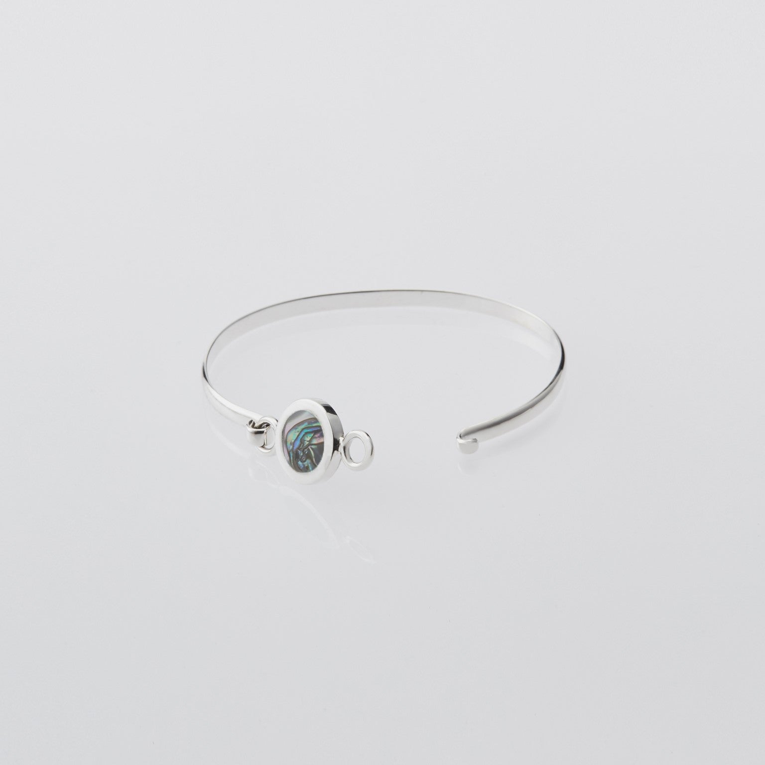 Round Open Bangle with Abalone